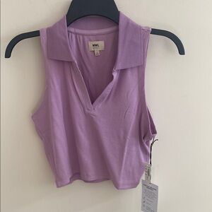 MWL Purple Sleeveless Collared Top